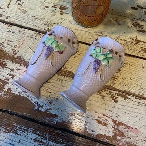 Vintage Wall Pockets circa 1950s-1960s Japan Lavender Grape Design